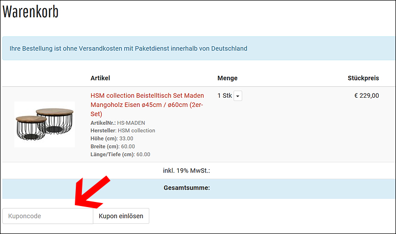 123möbel Gutscheincode im Warenkorb eingeben Löse deinen 123möbel Gutschein im Warenkorb ein