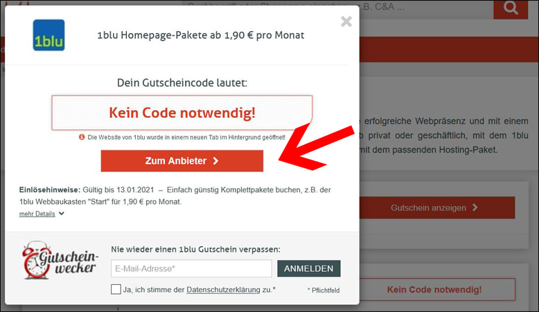 Hier direkt zur Aktion gelangen Direkt zur Aktion gelangen ohne 1blu Gutschein Code