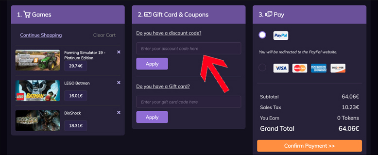 Gutscheincode hier eintragen 2GAME