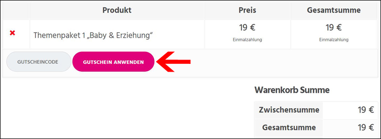 Deinen Gutschein hier eingeben 4kids Gutscheincode im Warenkorb einlösen