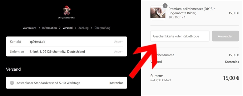 Gib den Gutscheincode im 4. Bestellschritt an Den Mobile Wohnspass Gutschein im letzten Bestellschritt einlösen