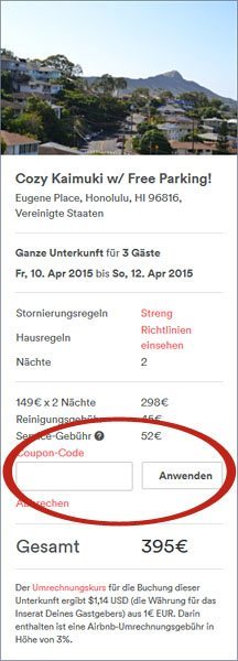 Airbnb Gutschein einlöse couponcode Airbnb