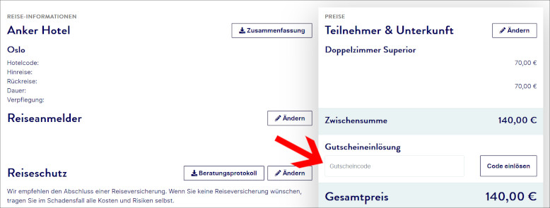 Deinen ALDI Reisen Gutscheincode nutzt du im letzten Buchungsschritt Den ALDI Reisen Gutschein im letzten Buchungsschritt anwenden