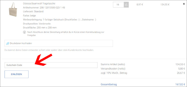 Deinen allbranded Gutschein löst du im Warenkorb ein Den allbranded Gutscheincode im Warenkorb eingeben