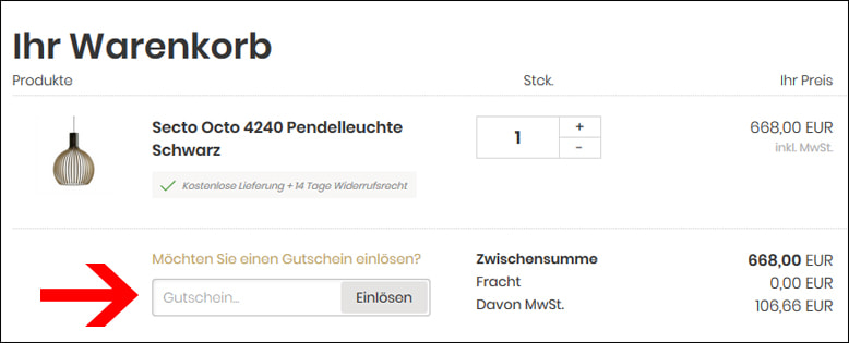 So löst du deinen Rabattcode im Warenkorb ein Deinen andlight Gutschein verwendest du im Warenkorb