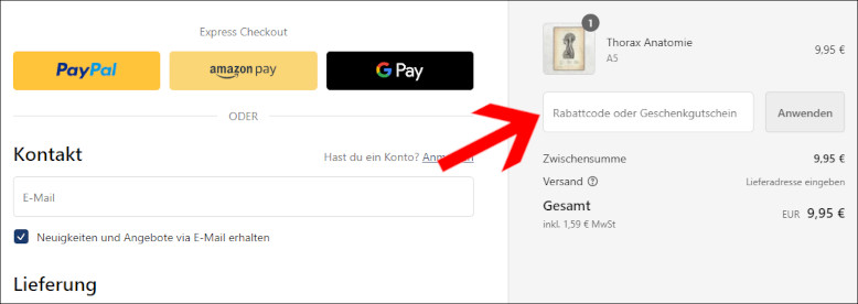 Deinen Animus Medicus Rabattcode kannst du an der Kasse verwenden Den Animus Medicus Rabatt an der Kasse aktivieren