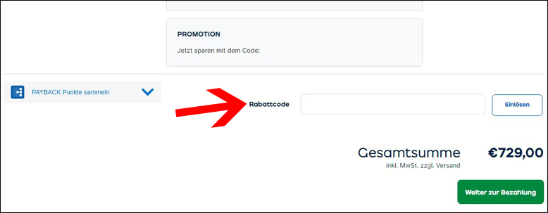 ao Gutscheincode in das Feld eingeben Im Warenkorb den ao Gutschein einlösen