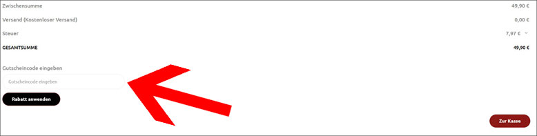 Den AREBOS Gutschein im Warenkorb einlösen