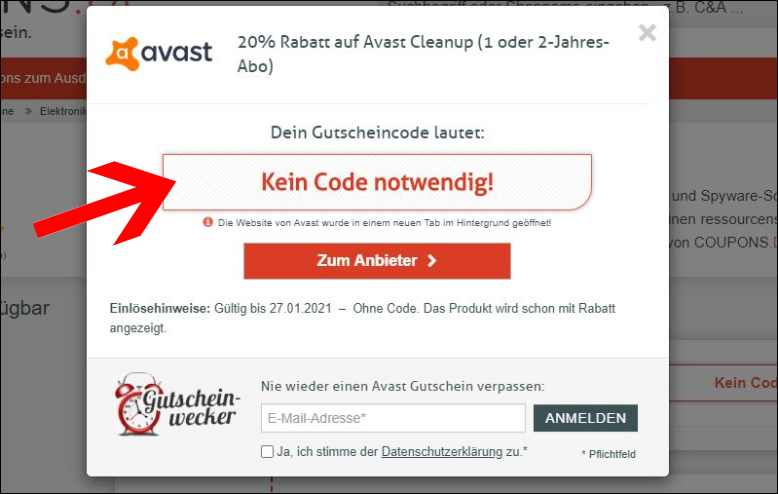 Für deinen Rabatt benötigst du keinen Avast-Gutscheincode. Ohne Avast Gutschein direkt zum Deal gelangen.