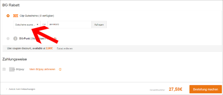 Den Gutscheincode hier eingeben BangGood Coupon an der Kasse einlösen