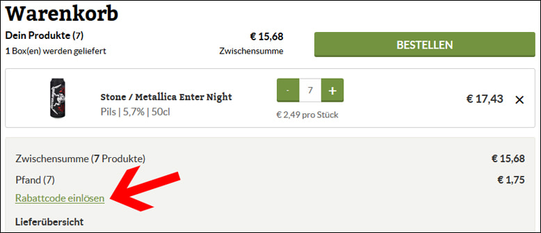 Den Beerwulf Gutscheincode im Warenkorb eingeben Einen Beerwulf Rabattcode einlösen