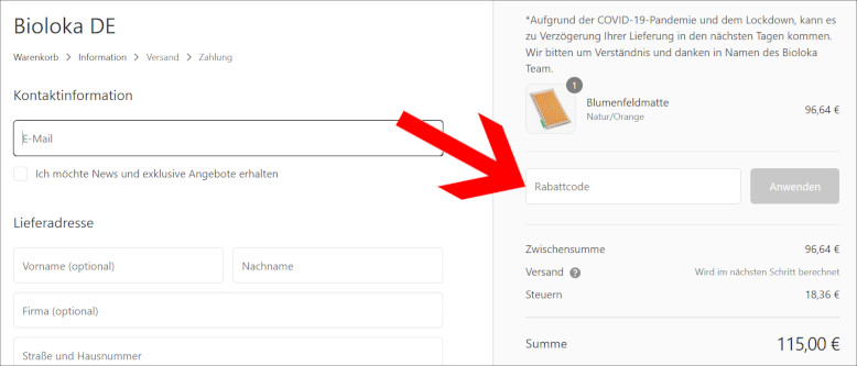 Einen Bioloka Rabatt löst du an der Kasse ein Den Bioloka Gutschein an der Kasse einlösen