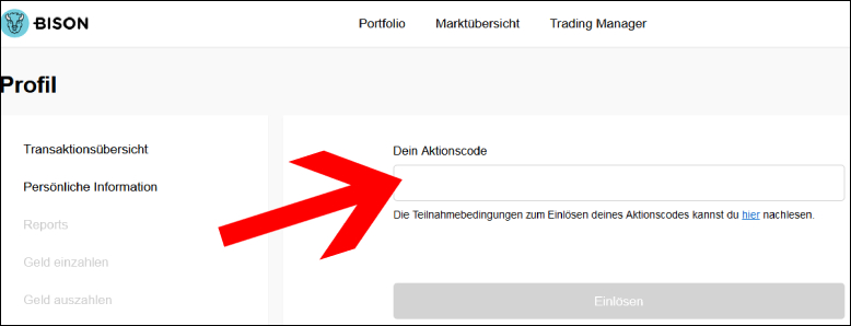 Den Code hier einlösen BISON Aktionscode unter deinem Konto einlösen