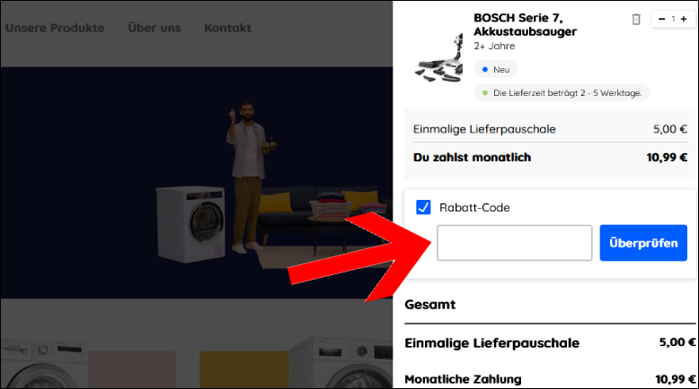 Rabatt-Code eingeben BlueMovement Rabattcode im Warenkorb einlösen