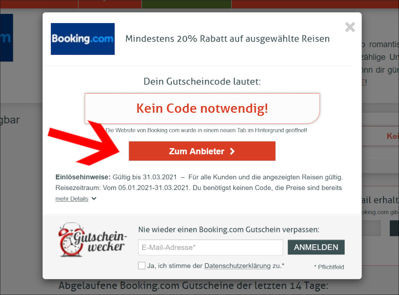 Über einen Booking.com Gutschein kannst du dich zur Aktion weiterleiten lassen Über den Booking.com Gutschein zur Aktion weiterleiten lassen