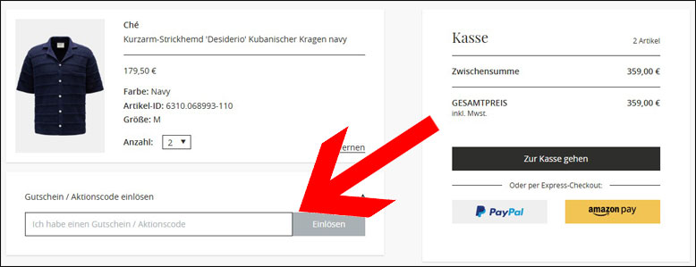 Den Braun Hamburg Rabattcode im Warenkorb einlösen