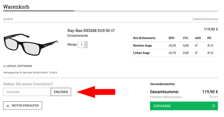 Hier löst du den Brille24 Gutschein ein Hier löst du den Brille24 Gutscheincode ein