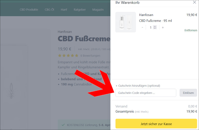 Deinen CannaHero Gutschein-Code kannst du im Warenkorb aktivieren Den CannaHero Gutschein im Warenkorb einlösen