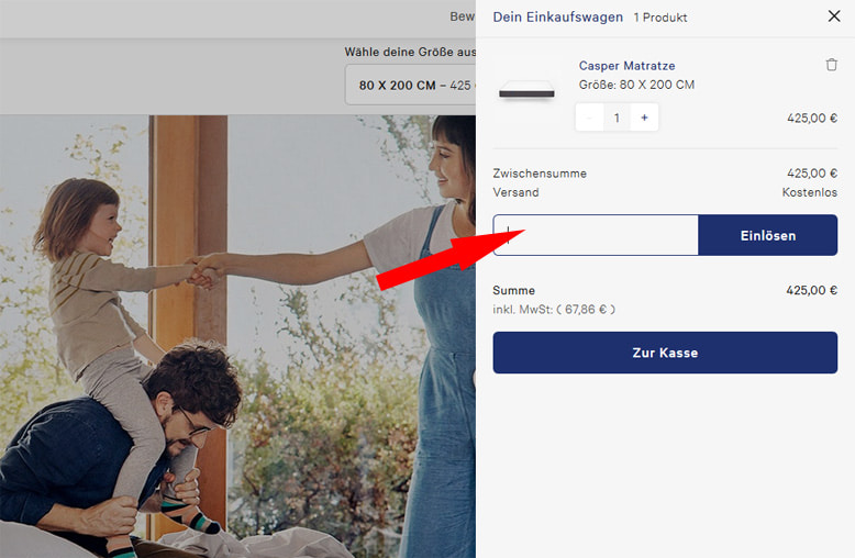 Casper Gutschein einlösen Casper Gutscheincode einlösen