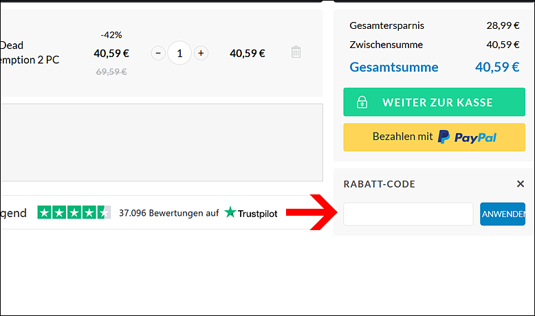 Im Warenkorb kannst du deinen cdkeys Rabattcode aktivieren Im Warenkorb kannst du deinen cdkeys Rabattcode aktivieren
