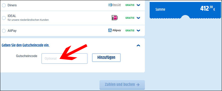 Hier den Gutscheincode einlösen Den CheapTickets Gutschein im letzten Bestellschritt hinzufügen
