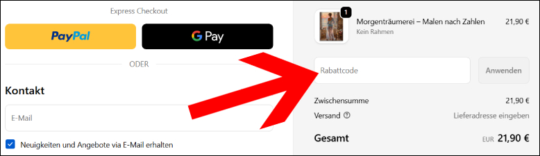 Gib den Cheerfl Painting Rabattcode an der Kasse ein