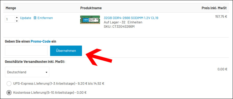 Verwende deinen Crucial Rabattcode im Warenkorb Deinen Crucial Gutschein kannst du im Warenkorb einlösen
