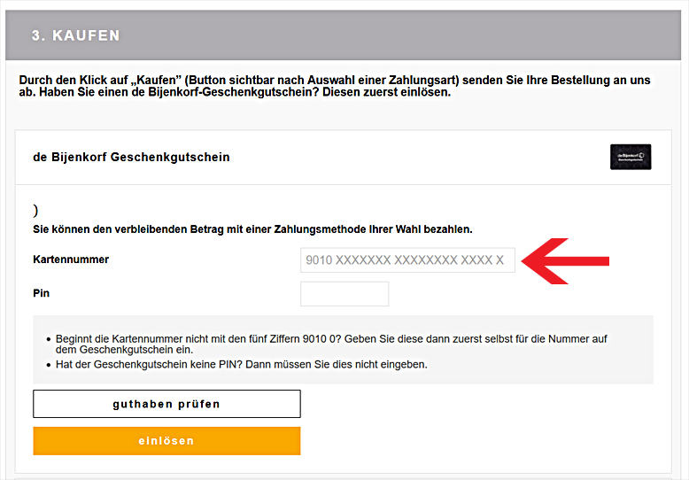 So löst du deinen Gutscheincode im Warenkorb ein Im Warenkorb einen de Bijkenkorf Gutschein einlösen