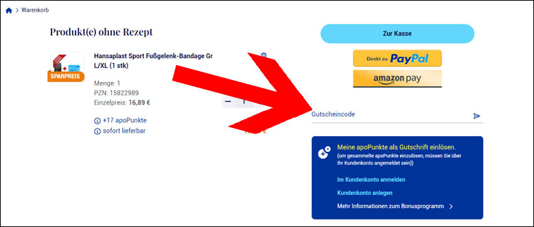 Den apo Gutschein im Warenkorb einlösen Den apo.com Gutschein im Warenkorb einlösen