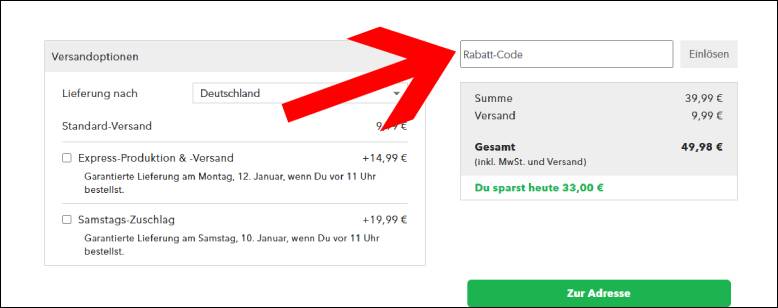 Den MYPOSTER Rabattcode im Warenkorb einlösen