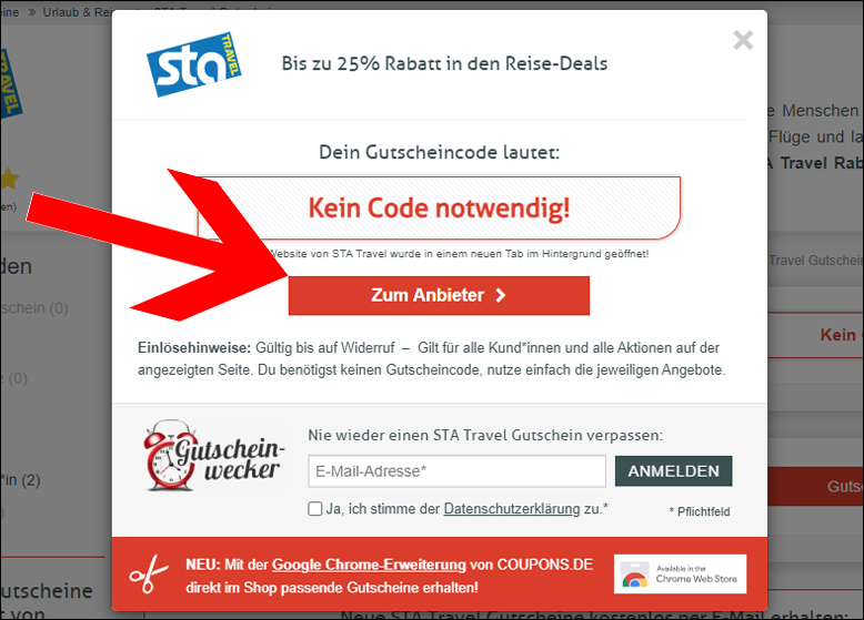 Der STA Travel Gutschein wird automatisch aktiviert Mit Klick auf den STATravel Rabattcode zur Aktion kommen