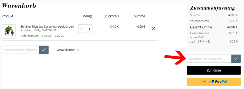 Dein desiary Rabattcode gibst du im Warenkorb ein Der desiary Gutschein wird im Warenkorb eingegeben