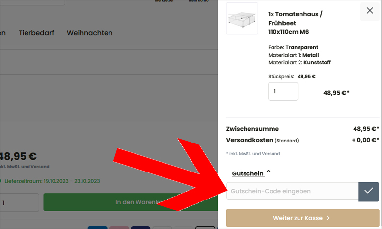 Den Deuba Gutschein einlösen Den DeubaXXL Gutscheincode im Warenkorb einlösen