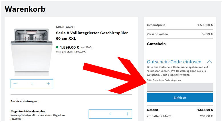 Den Deal im Warenkorb nutzen Code für die Bosch Aktion im Warenkorb nutzen