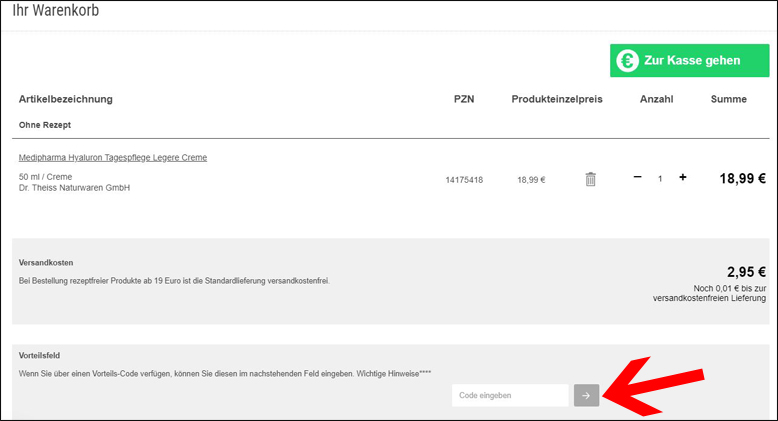 DocMorris Gutscheincode im Warenkorb eingeben DocMorris Gutschein im Warenkorb einlösen