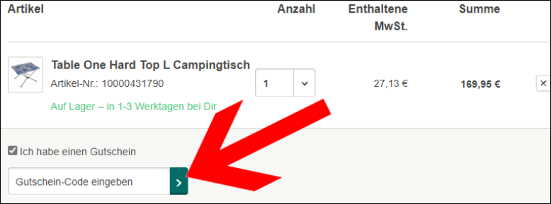 Den Rabattcode einlösen Den doorout Gutschein im letzten Bestellschritt eingeben