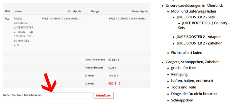 Im zweiten Schritt des Bestellvorgangs kannst du deinen e-driver.net Gutschein einlösen e-driver.net Gutscheincode im zweiten Schritt des Bestellprozesses aktivieren