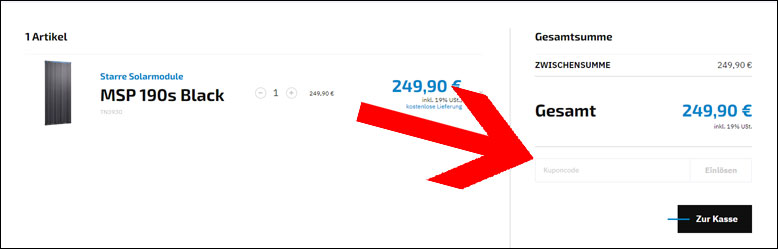 Den Coupon im Warenkorb einlösen Den ECTIVE Gutschein im Warenkorb einlösen