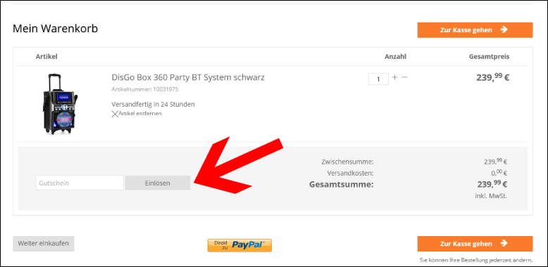 Hier den Code anwenden Löse deinen Electronic-Star Gutschein hier ein