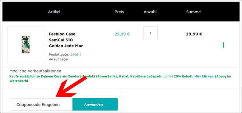 Gutscheincode bitte im Warenkorb anwenden eleonto Gutschein bei der Bestellung im Warenkorb einlösen