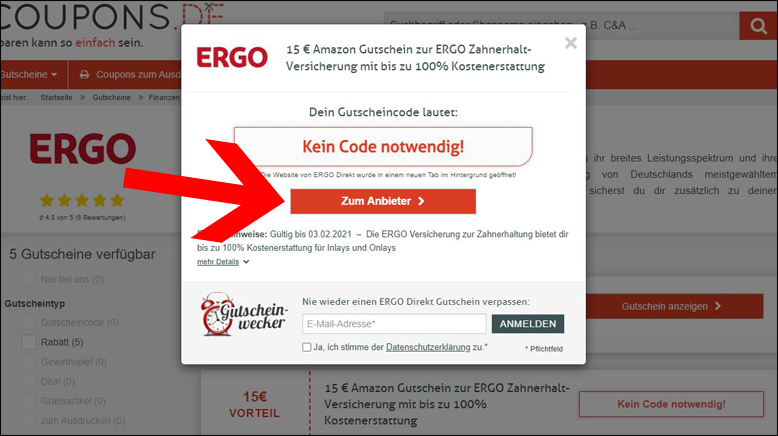 Ergo Direkt Gutschein 30 15 Einlosbar Im Jan 21