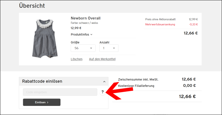 Deinen Rabattcode gibst du hier ein Deinen Ernsting's family Gutschein gibst du einfach im letzten Bestellschritt ein
