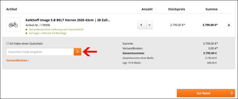 Wende deine Gutschein hier an Deinen FaFit24 Gutscheincode kannst du im Warenkorb einlösen