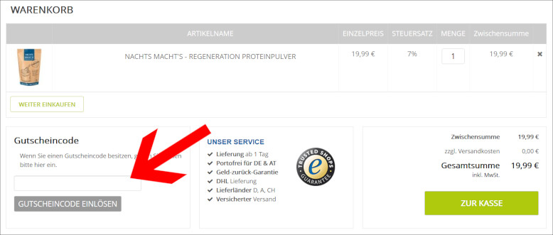 Deinen FeelGood-Shop Gutscheincode verwendest du im Warenkorb Den FeelGood-Shop Gutschein im Warenkorb einlösen