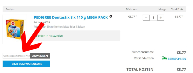 Gib den Code im Warenkorb ein Den Fera24 Gutschein im Warenkorb einlösen