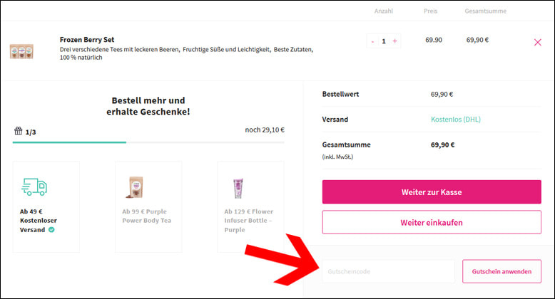 Den fitvia Rabattcode löst du im Warenkorb ein Deinen fitvia Code kannst du im Warenkorb aktivieren