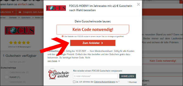 Den FOCUS Gutschein erreichst du hier Den FOCUS Gutschein direkt nutzen
