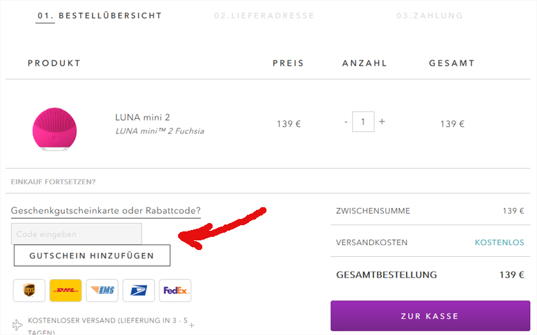 hier Foreo Gutschein einlösen hier Foreo Gutschein einlösen