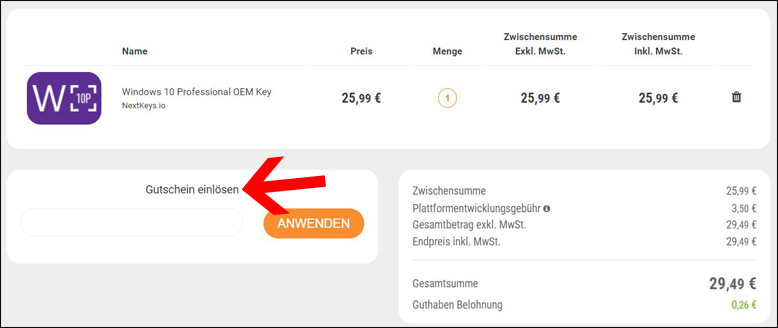 Gutscheincode hier eingeben G2Play Gutschein im Warenkorb einlösen