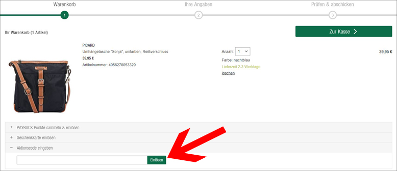 Gib hier deinen Gutscheincode ein Deinen GALERIA Gutschein löst du im Warenkorb ein
